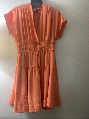 Maison Tara Coral Textured Top with Subtle Dot Detail